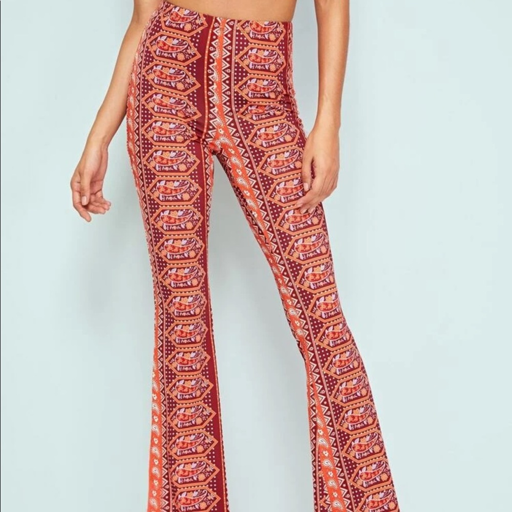 SHEIN flared polyester pants